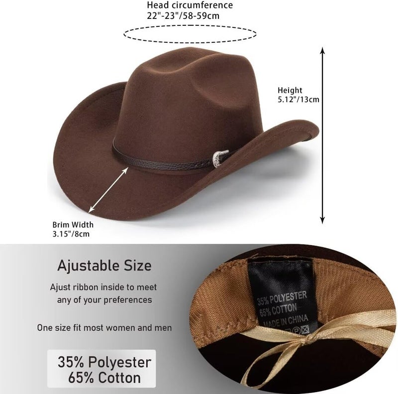 UTOWO Vintage Western Cowboy Hat for Men Outback Cowgirl Hat M/L - Image 5